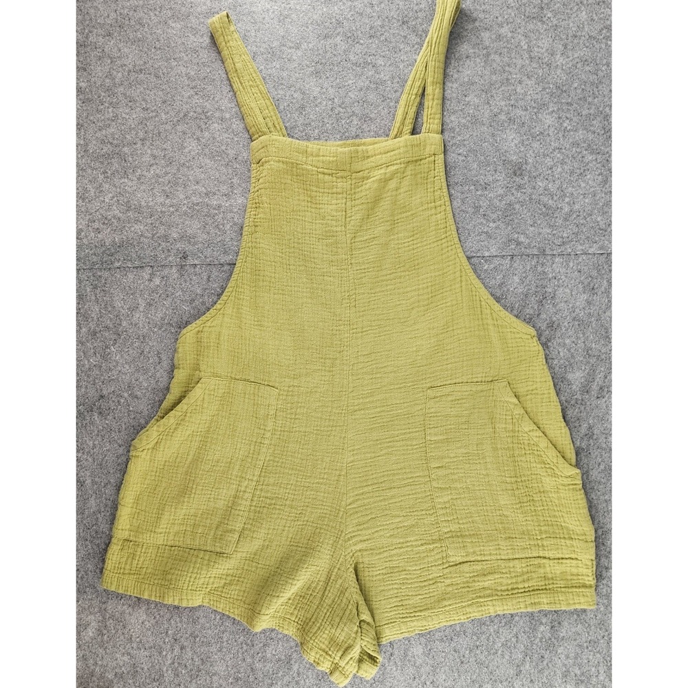 Billabong Green Cotton Gauze Overalls Romper Womens Large Beach Boho Summer